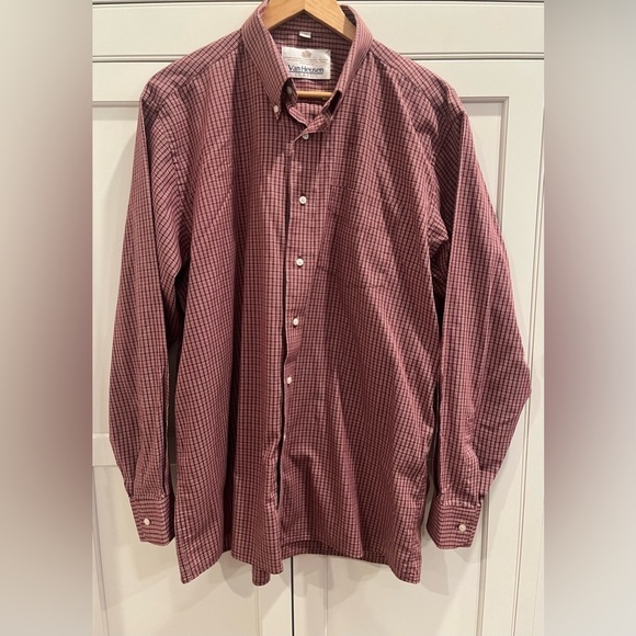 Van Heusen Other - VAN HEUSEN CLASSIC FIT Maroon Button Down Plaid Shirt Mens Size 44 (L)